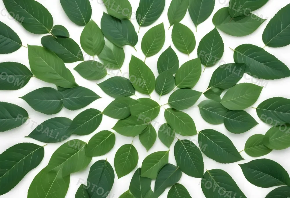 Green Leaves Close Up View Of Various Shapes And Sizes Of Fresh Vibrant Green Leaves Against A White Background 29 7046
