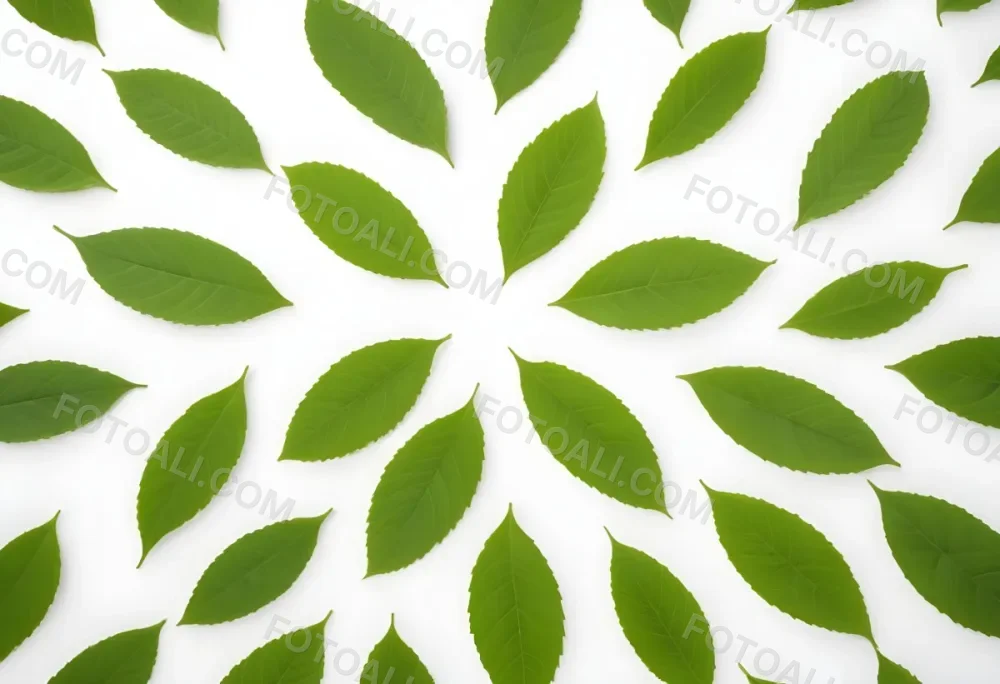 Green Leaves Close Up View Of Various Shapes And Sizes Of Fresh Vibrant Green Leaves Against A White Background 31 8e7d