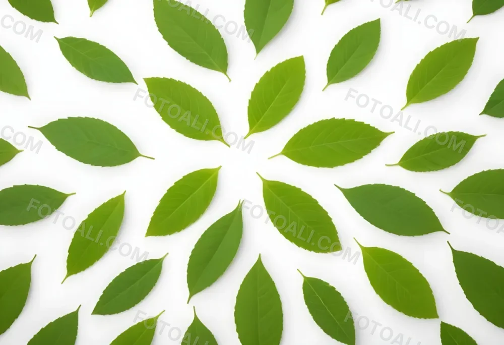 Green Leaves Close Up View Of Various Shapes And Sizes Of Fresh Vibrant Green Leaves Against A White Background 33 6b7d