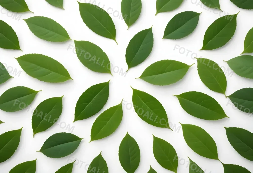Green Leaves Close Up View Of Various Shapes And Sizes Of Fresh Vibrant Green Leaves Against A White Background 35 8b55