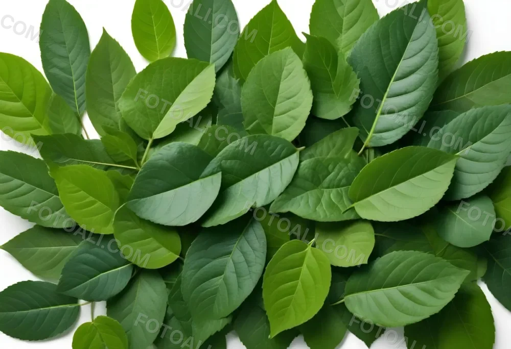 Green Leaves Close Up View Of Various Shapes And Sizes Of Fresh Vibrant Green Leaves Against A White Background 9 A684