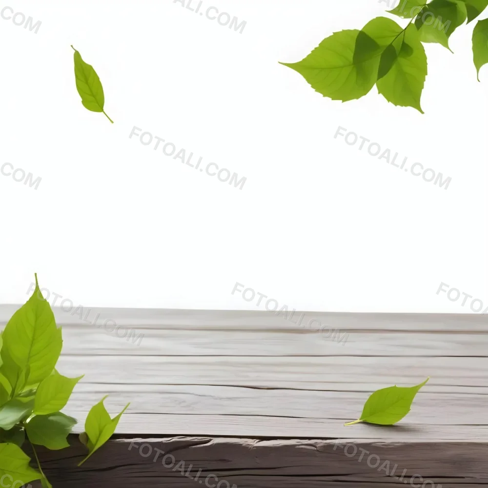 Green Leaves Floating Over A Wooden Surface 13 1674