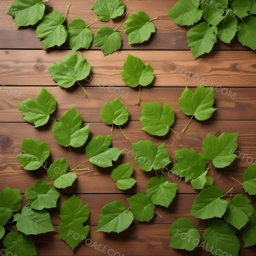 Green Leaves Floating Over A Wooden Surface 14 18d2