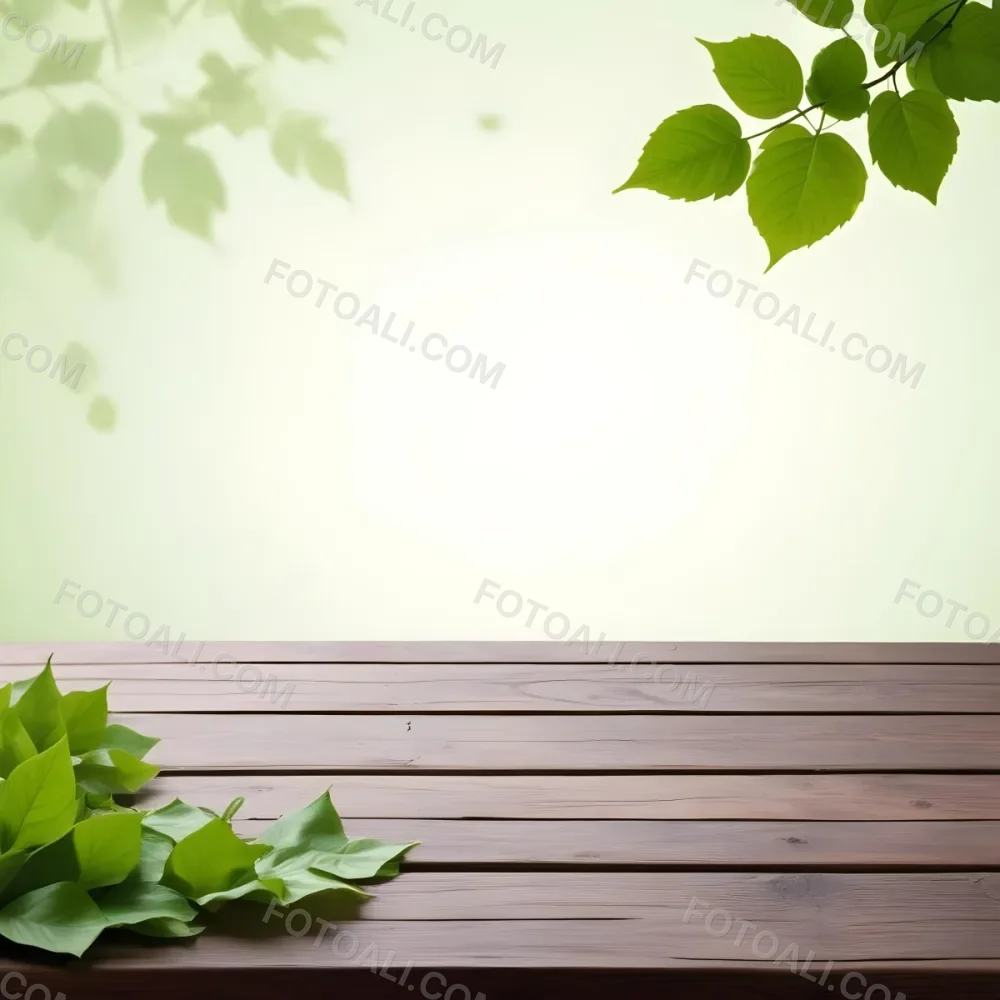 Green Leaves Floating Over A Wooden Surface 18 5ef1