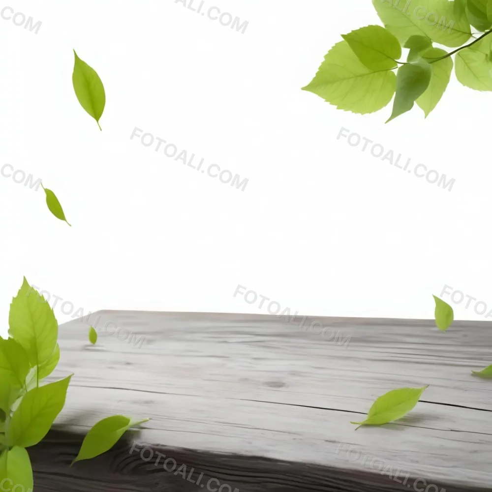 Green Leaves Floating Over A Wooden Surface 7 8a51