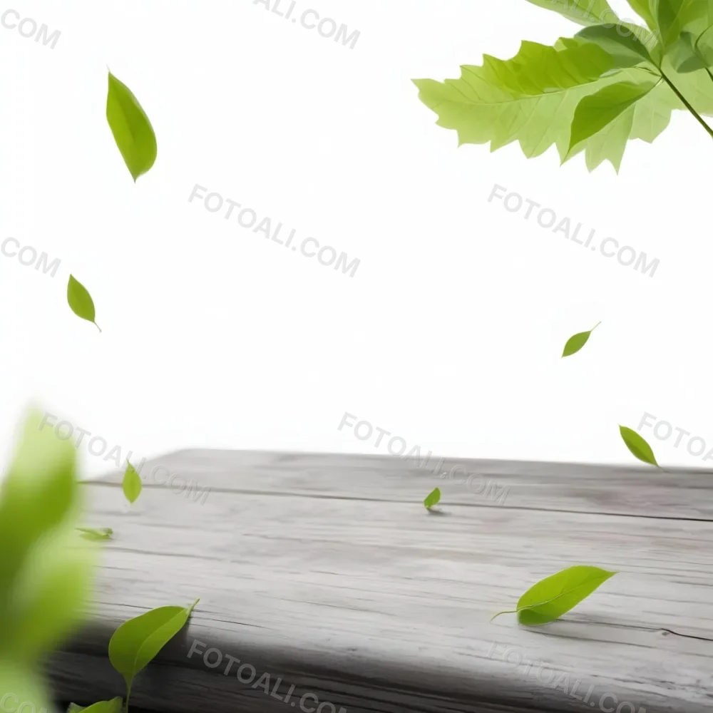 Green Leaves Floating Over A Wooden Surface 9 2e68