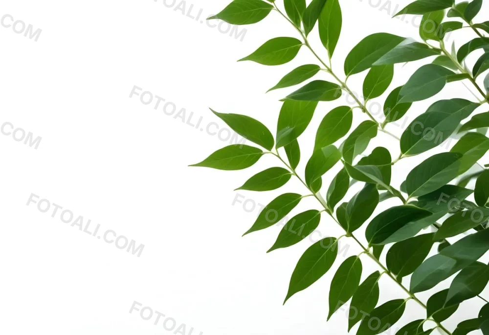 Green Leaves Of A Plant Against A White Background 17 Ce8c