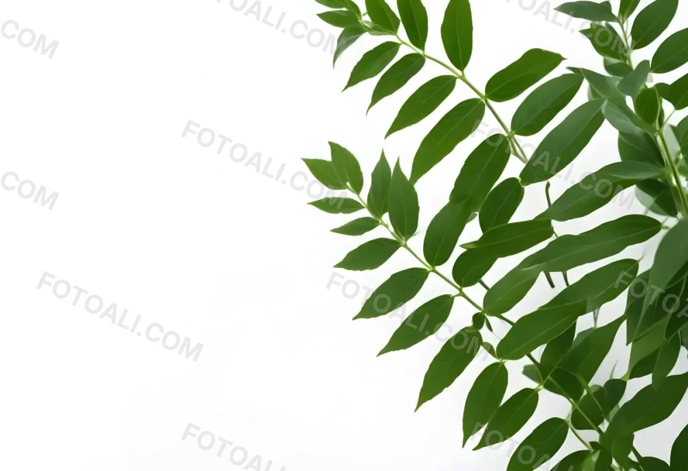 Green Leaves Of A Plant Against A White Background 32 388b