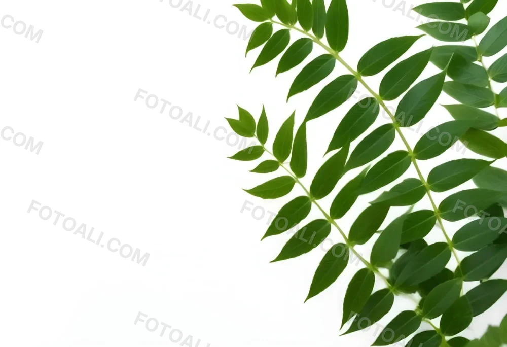 Green Leaves Of A Plant Against A White Background 41 Fed9