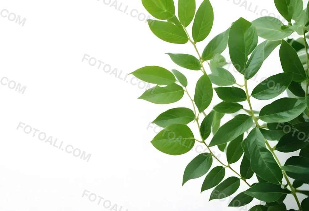 Green Leaves Of A Plant Against A White Background 42 65f1