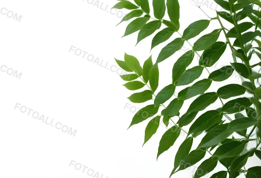 Green Leaves Of A Plant Against A White Background 43 Edb2
