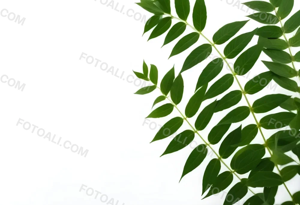 Green Leaves Of A Plant Against A White Background 44 3e3c