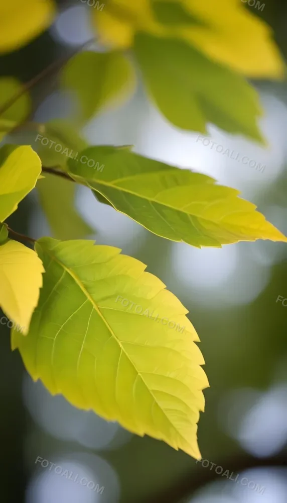 Green Leaves On A Branch Against A Blurred Green Background 10 177f