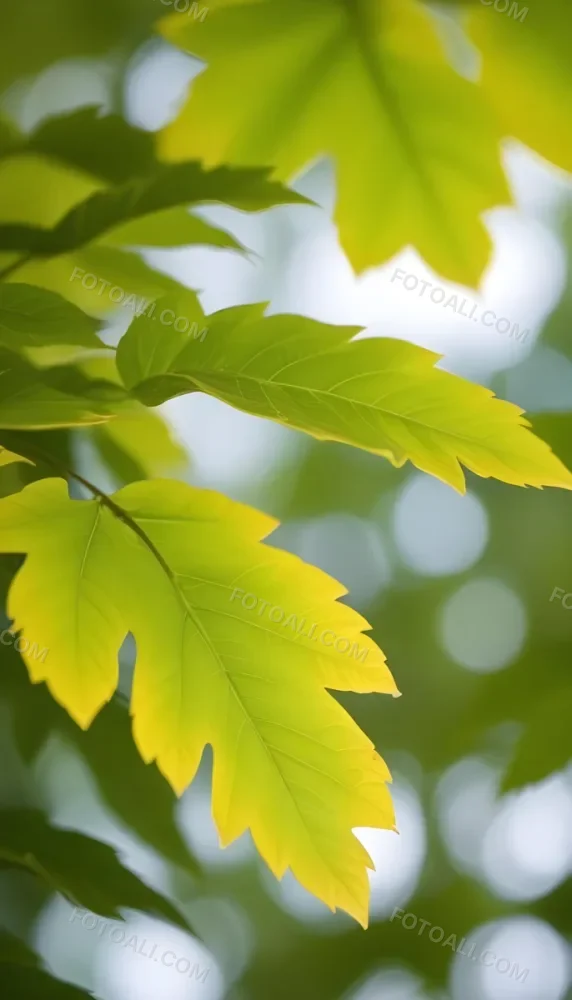 Green Leaves On A Branch Against A Blurred Green Background 11 7e56