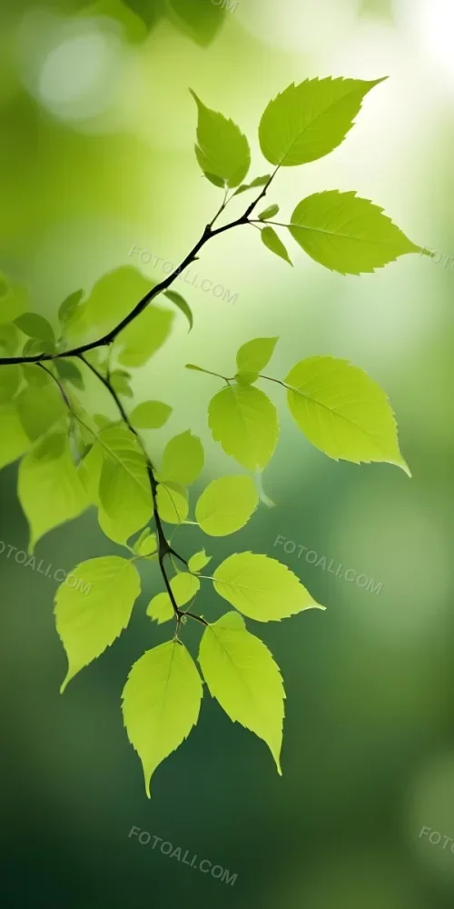 Green Leaves On A Branch Against A Blurred Green Background 16 99ee