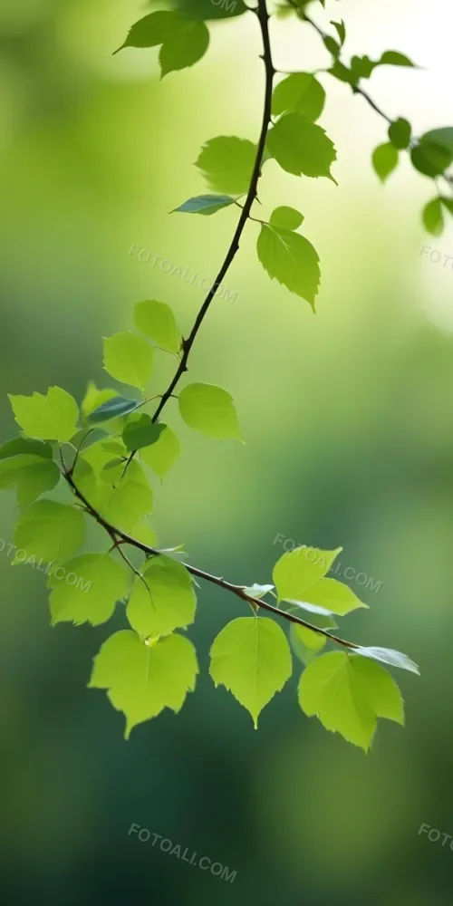 Green Leaves On A Branch Against A Blurred Green Background 20 959e