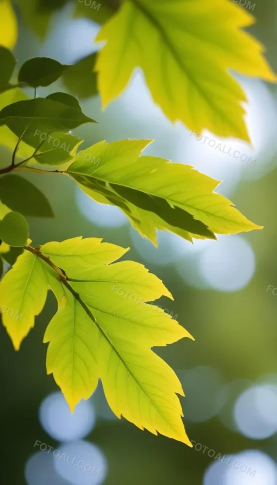 Green Leaves On A Branch Against A Blurred Green Background 4 258d
