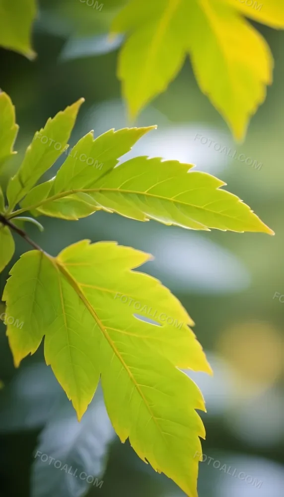 Green Leaves On A Branch Against A Blurred Green Background 6 3dea