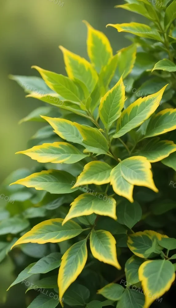 Green Leaves On A Branch Against A Blurred Green Background 7 Bcce