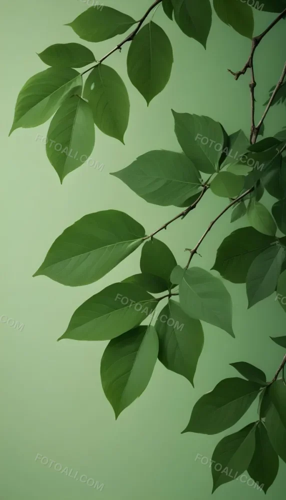 Green Leaves On A Branch With Varying Shades Of Green And Different Leaf Shapes And Sizes 12 B854