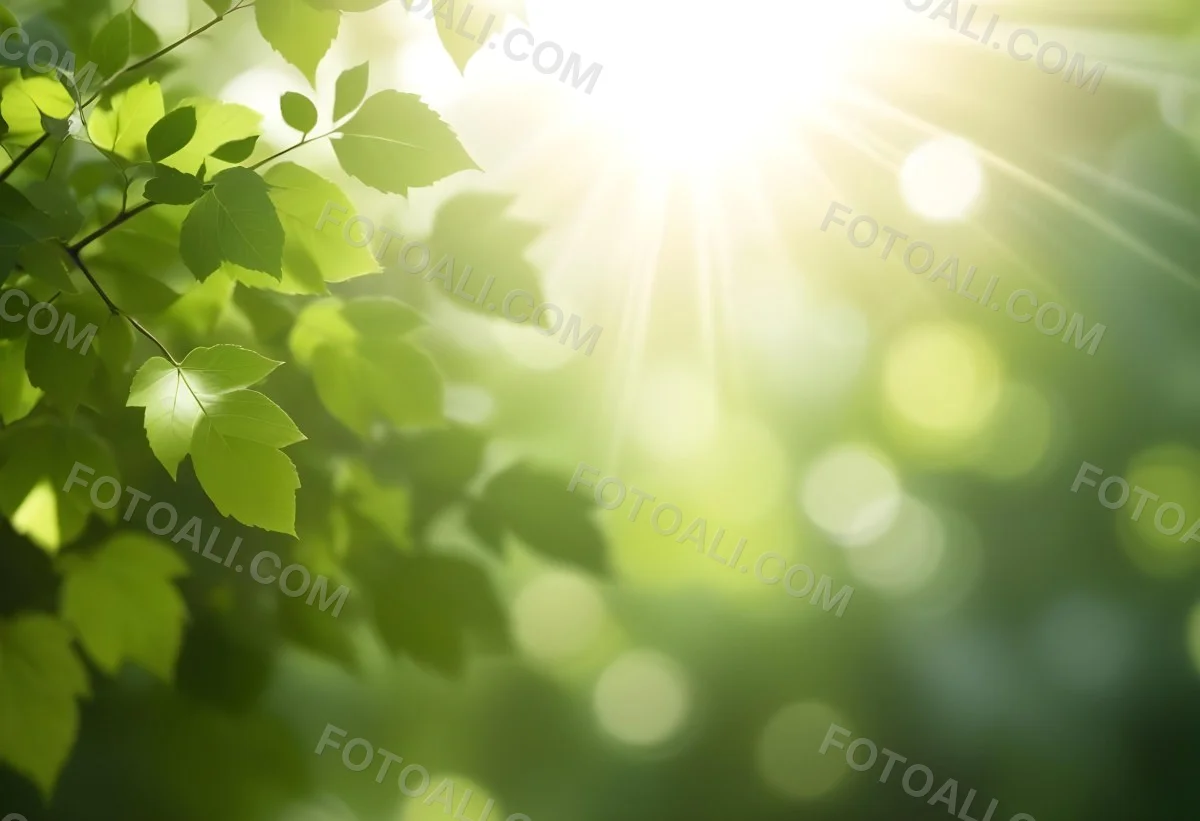 Green Leaves With Sunlight Shining Through Blurred Background 17 462e