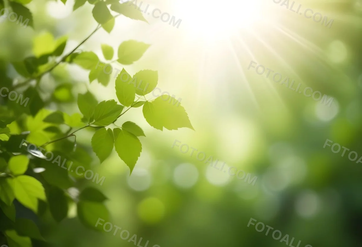 Green Leaves With Sunlight Shining Through Blurred Background 28 Ebc9