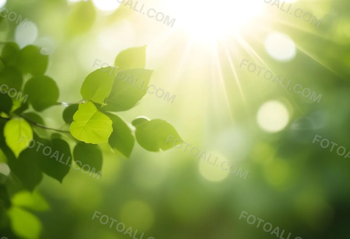 Green Leaves With Sunlight Shining Through Blurred Background 29 96ef
