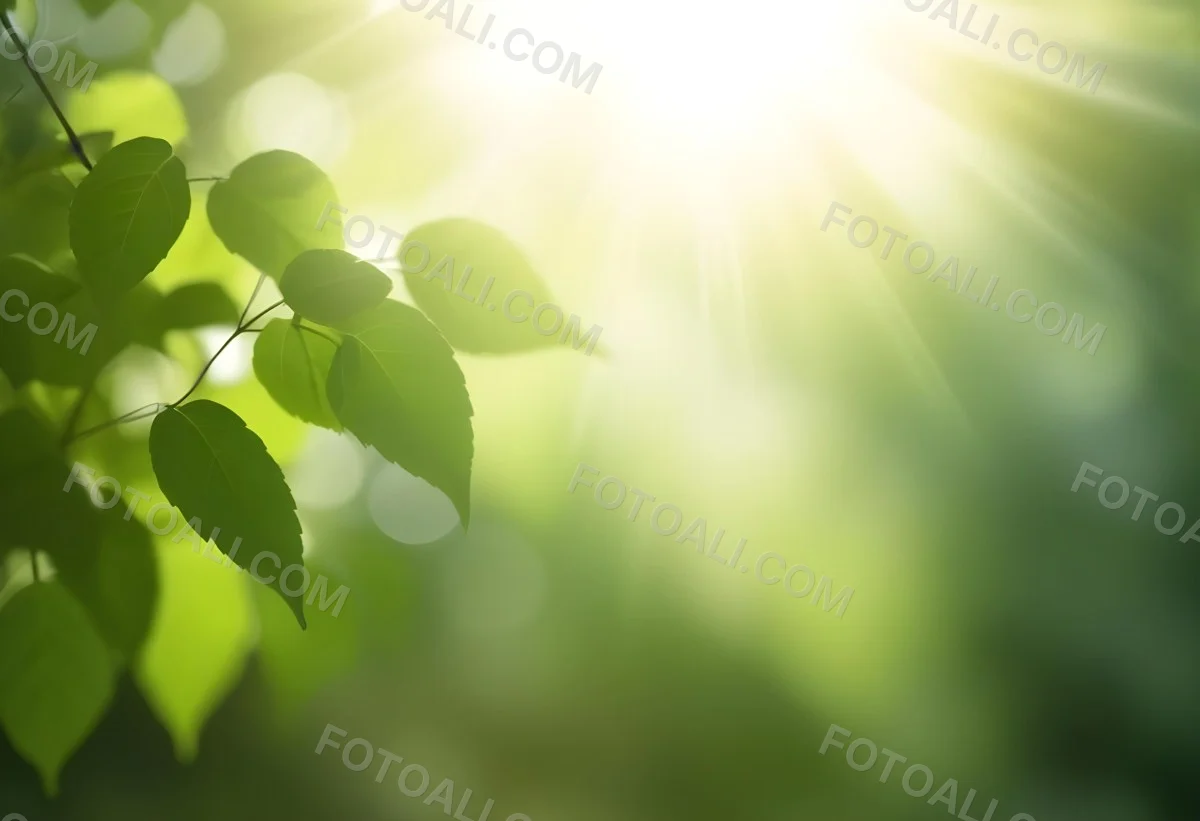 Green Leaves With Sunlight Shining Through Blurred Background 32 Fd6e