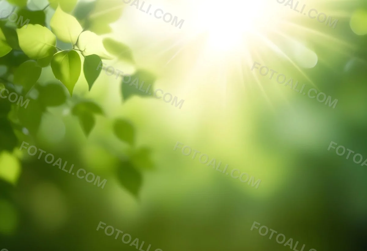 Green Leaves With Sunlight Shining Through Blurred Background 34 E5cf