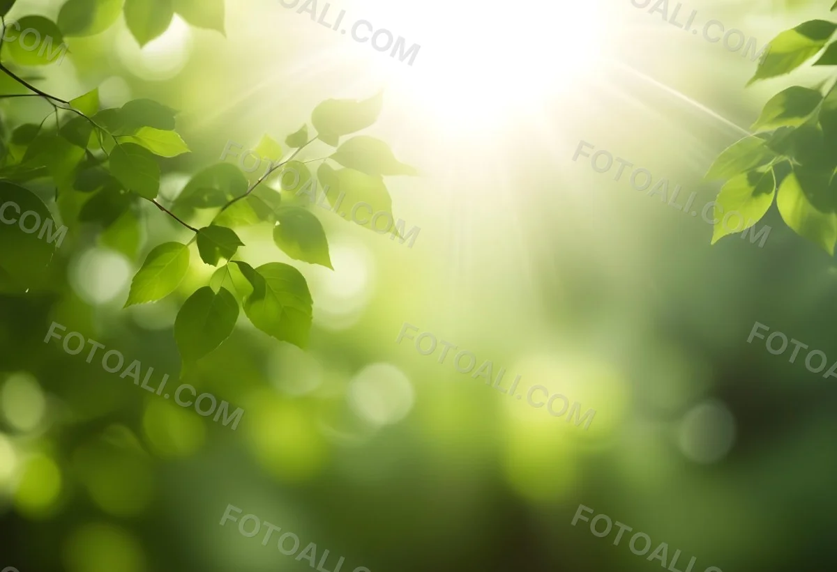 Green Leaves With Sunlight Shining Through Blurred Background 35 286d