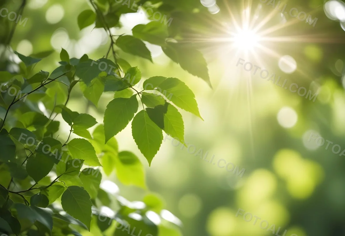Green Leaves With Sunlight Shining Through Blurred Background 4 1b50