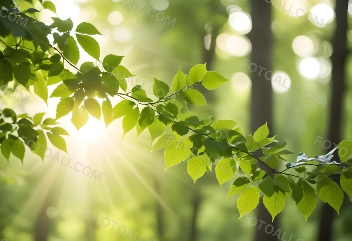 Green Leaves With Sunlight Shining Through Blurred Background 5 65cd