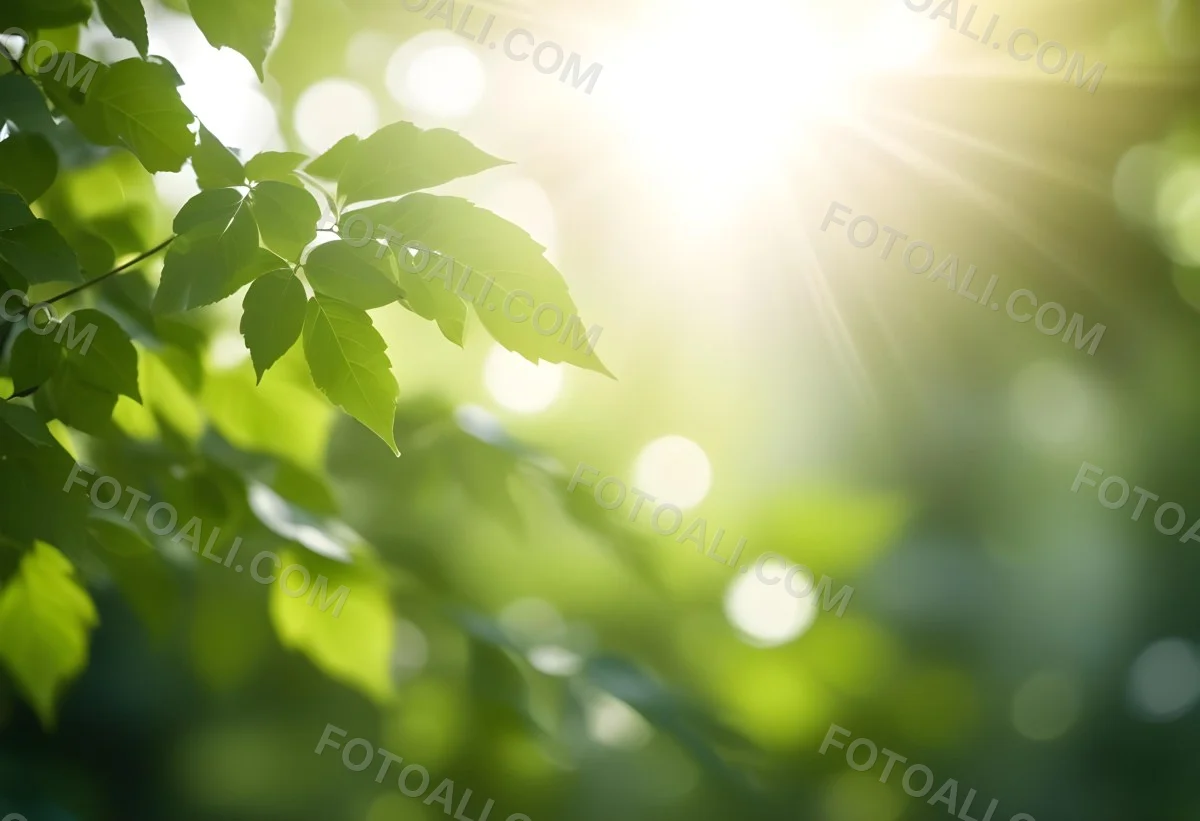 Green Leaves With Sunlight Shining Through Blurred Background 6 Fd72