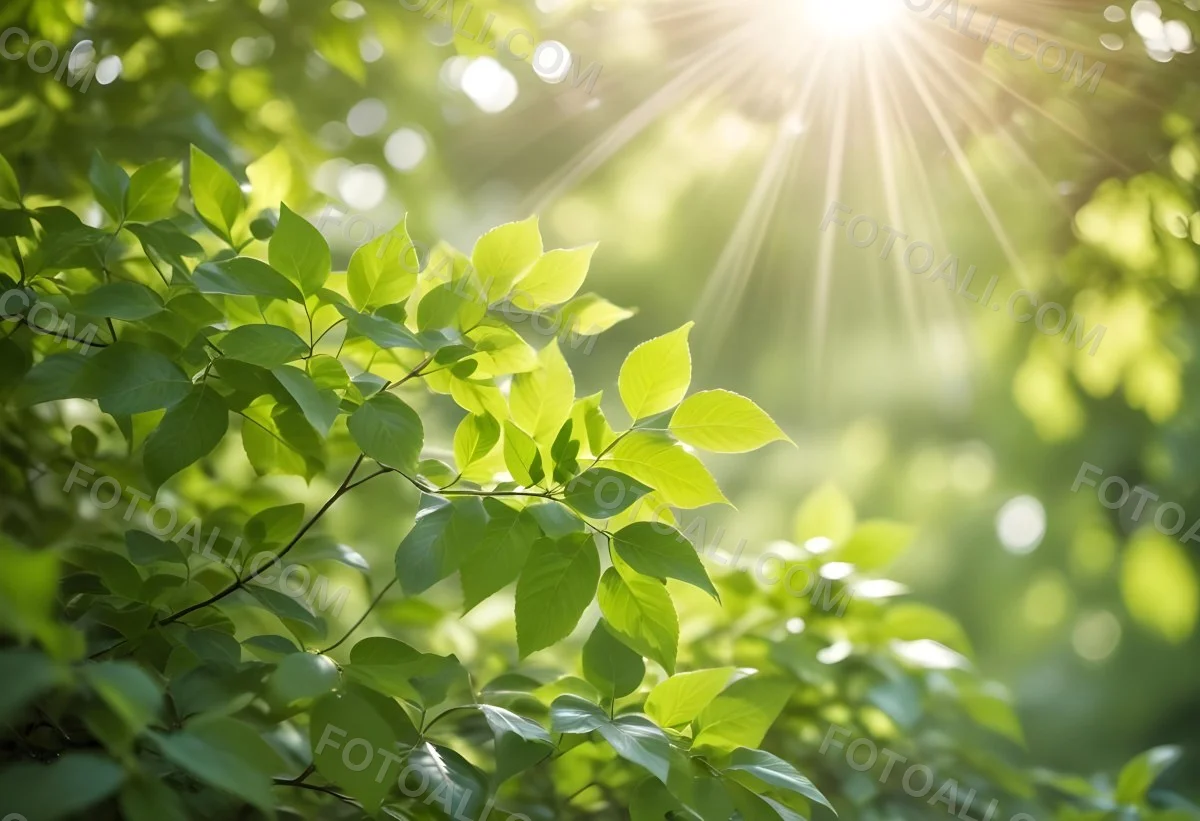 Green Leaves With Sunlight Shining Through Blurred Background 8 E7ae