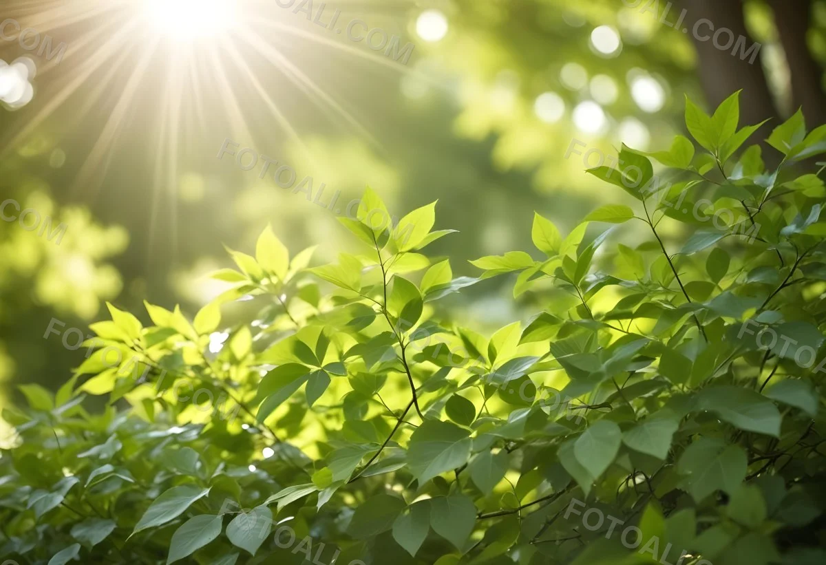 Green Leaves With Sunlight Shining Through Blurred Background 9 D251