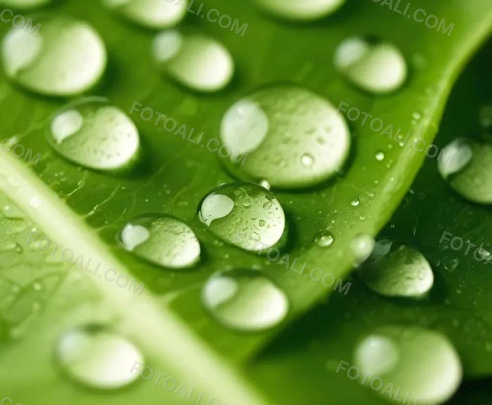 Green Leaves With Water Droplets 16 Da84