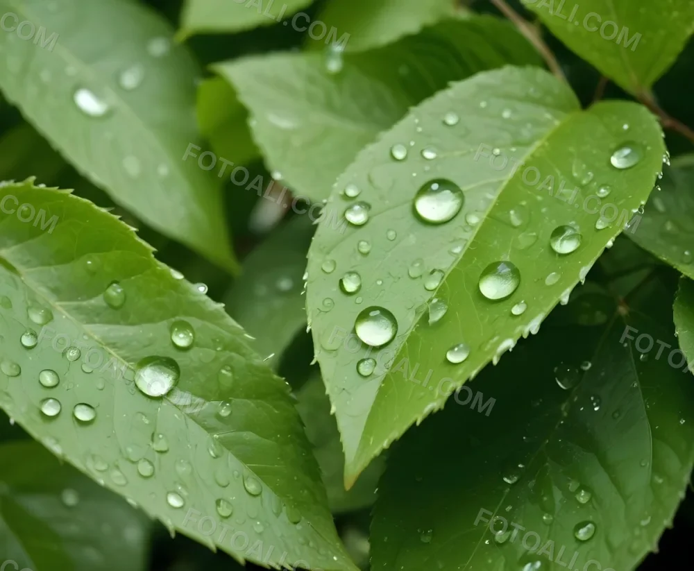Green Leaves With Water Droplets 5 5e84