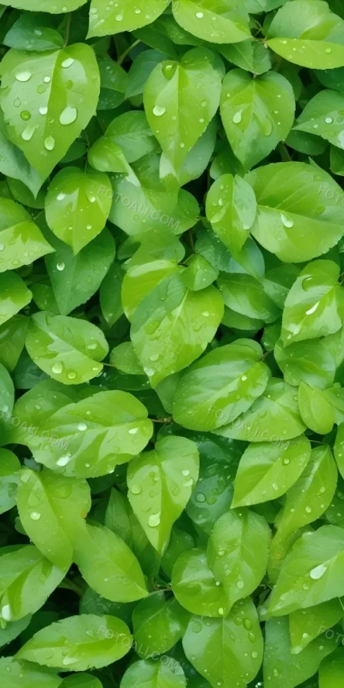 Green Leaves With Water Droplets A Lush And Vibrant Natural Background 9 Ded0