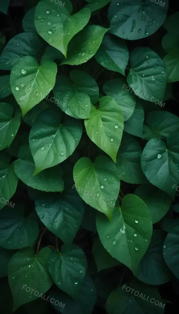 Green Leaves With Water Droplets Lush Foliage In A Dark Natural Environment 1 59a5