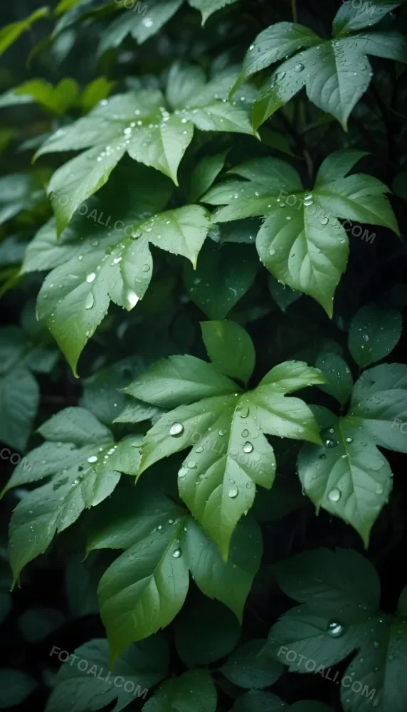 Green Leaves With Water Droplets Lush Foliage In A Dark Natural Environment 10 9ceb
