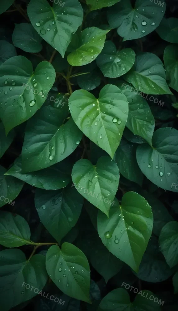Green Leaves With Water Droplets Lush Foliage In A Dark Natural Environment 12 280e