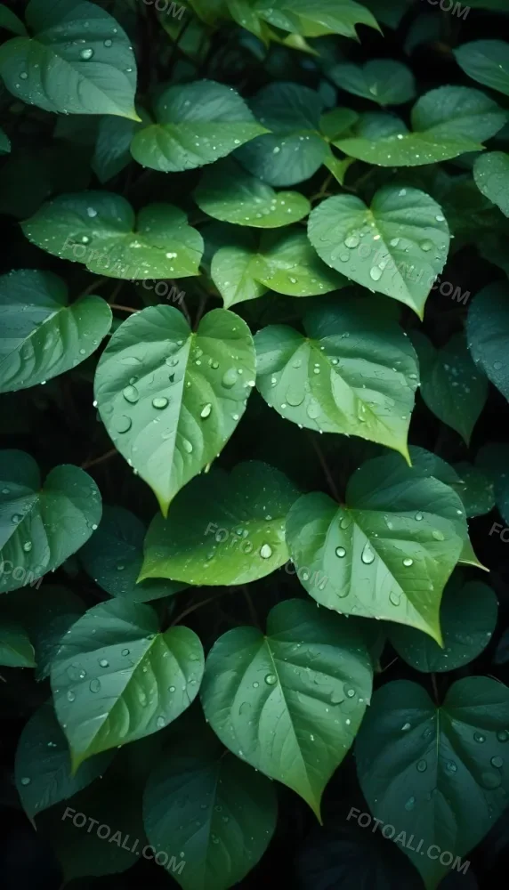 Green Leaves With Water Droplets Lush Foliage In A Dark Natural Environment 6 19a1