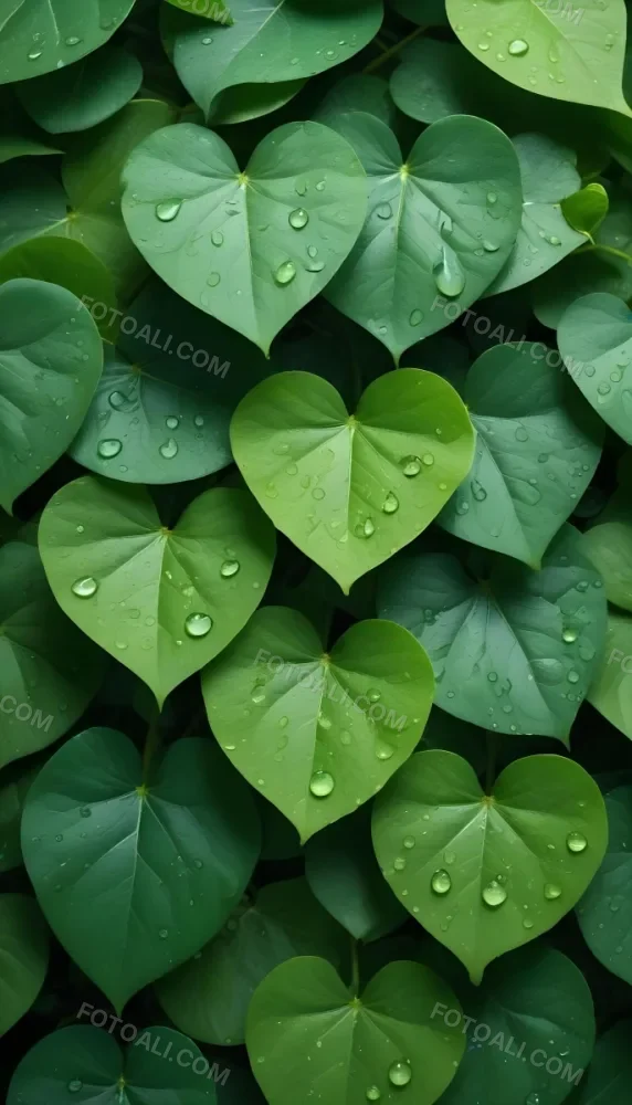 Green Leaves With Water Droplets On Them Showcasing Various Shades Of Green And Heart Shaped Leaves Densely Packed Together 14 C5a3