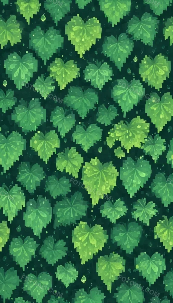 Green Leaves With Water Droplets On Them Showcasing Various Shades Of Green And Heart Shaped Leaves Densely Packed Together 18 9a78