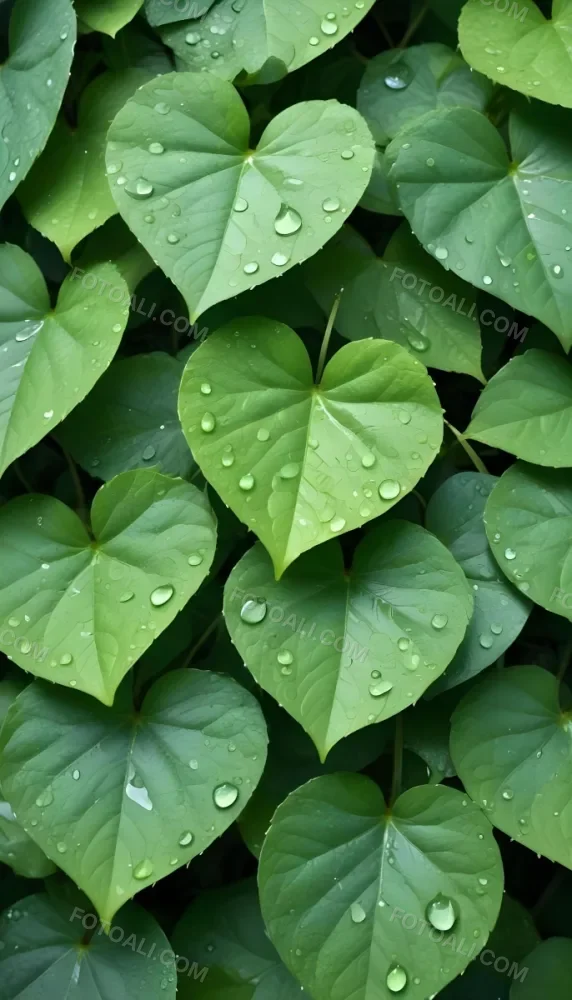 Green Leaves With Water Droplets On Them Showcasing Various Shades Of Green And Heart Shaped Leaves Densely Packed Together 27 3019