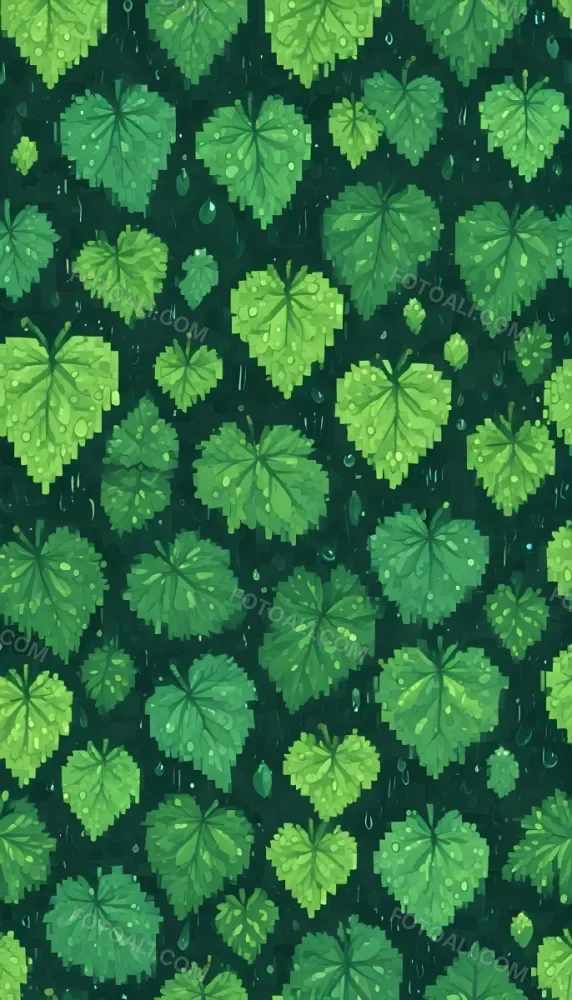 Green Leaves With Water Droplets On Them Showcasing Various Shades Of Green And Heart Shaped Leaves Densely Packed Together 30 004d