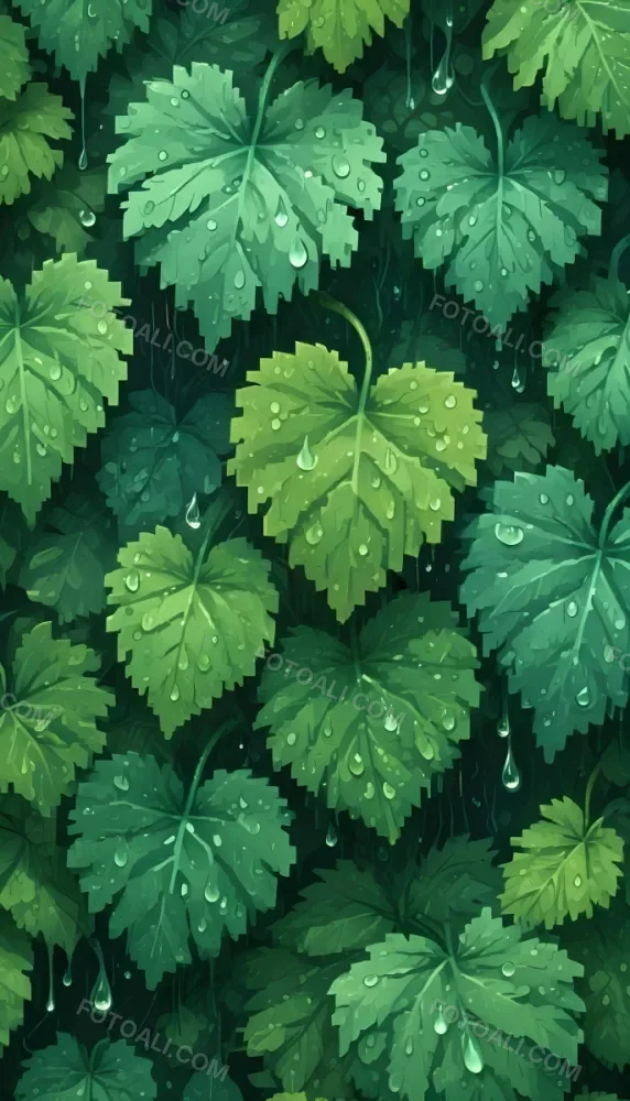 Green Leaves With Water Droplets On Them Showcasing Various Shades Of Green And Heart Shaped Leaves Densely Packed Together 32 Caff