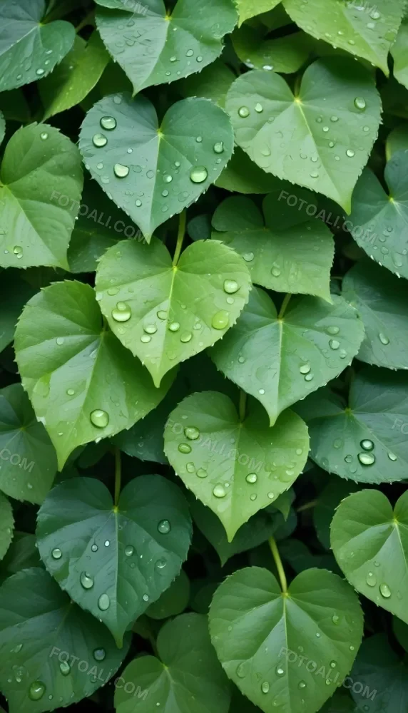 Green Leaves With Water Droplets On Them Showcasing Various Shades Of Green And Heart Shaped Leaves Densely Packed Together 34 6bf0