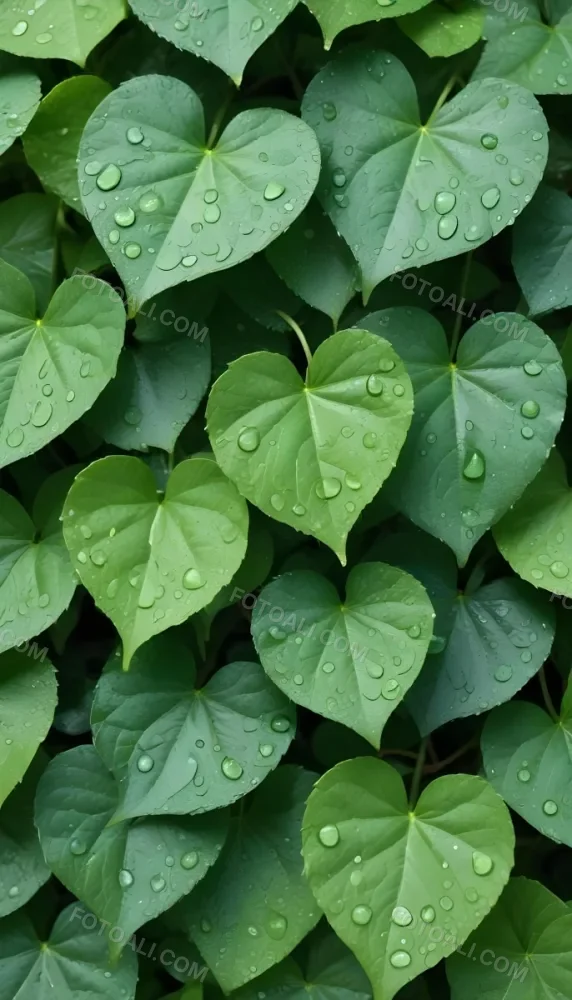 Green Leaves With Water Droplets On Them Showcasing Various Shades Of Green And Heart Shaped Leaves Densely Packed Together 40 6a21