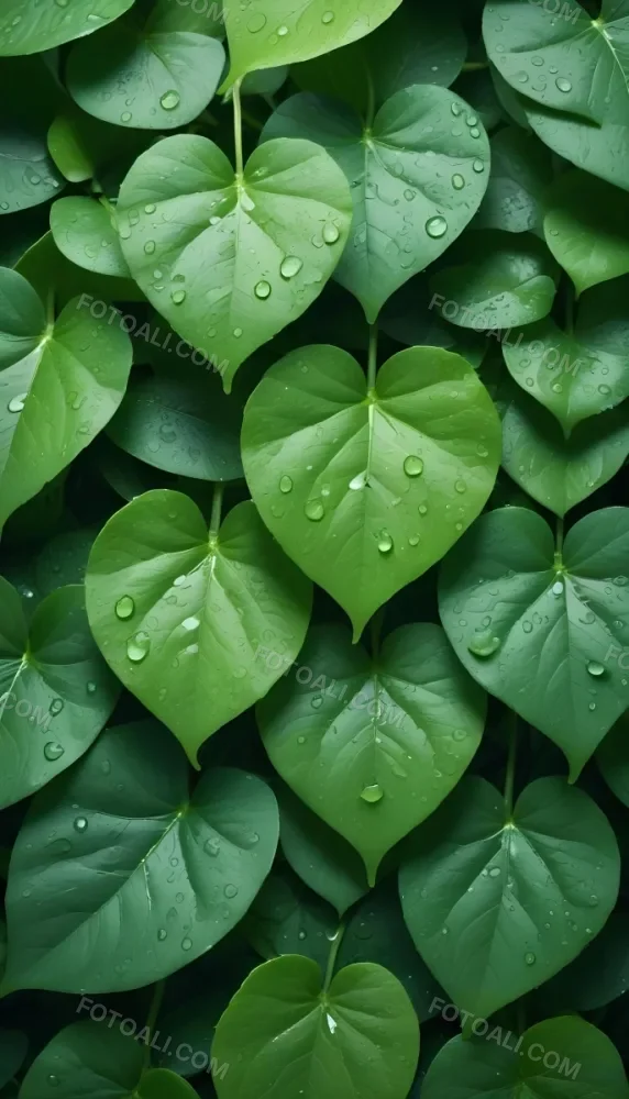 Green Leaves With Water Droplets On Them Showcasing Various Shades Of Green And Heart Shaped Leaves Densely Packed Together 8 45d7